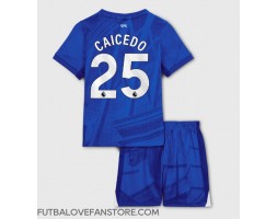Chelsea Moises Caicedo #25 Domáci Detský futbalový dres 2025-26 Krátky Rukáv (+ trenírky)